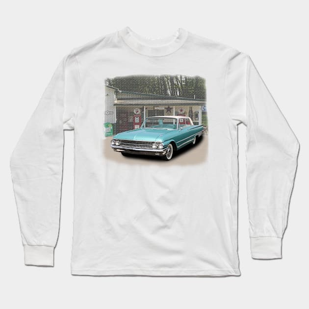 1961 Galaxie 500 in our filling station series Long Sleeve T-Shirt by Permages LLC